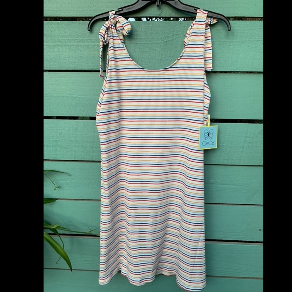 *NWT* CeCe Tie-Strap Striped Ribbed Dress